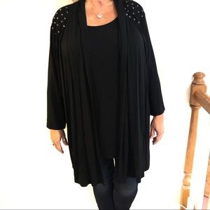 Black tank top attached studded jacket